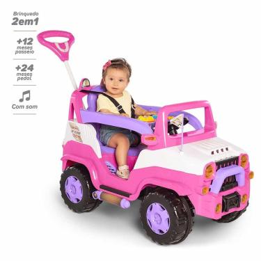 Imagem de Carrinho de Passeio e Pedal - Jipe Diipi - Rosa - Calesita