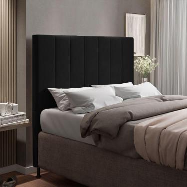 Imagem de Cabeceira Cama Box Casal 140cm Suede Preto