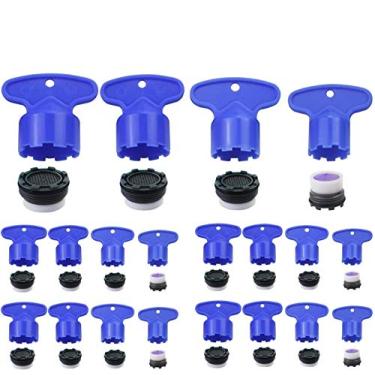 Imagem de Ferramenta de remoção de chave de gaveta de 20 peças da WeiMeet com 20 peças de aerador de torneira para aeradores de cache M 16,5 18,5 21,5 24, conjunto de 4 (pacote com 5)