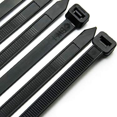 Imagem de Abraçadeiras reforçadas com zíper de cabo, ultra forte com fios de plástico, 100 peças, gravata de nylon em preto e branco, resistente a UV em ambientes internos e externos, 12 Inch, Black