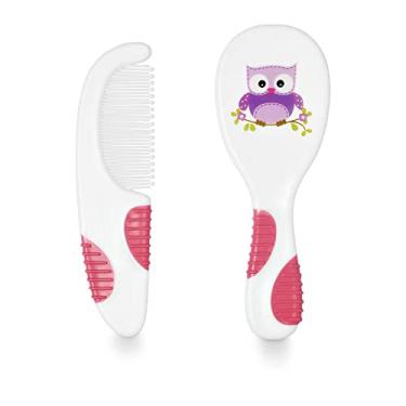 Imagem de Pente e Escova para Cabelo Soft Touch Rosa Multikids Baby BB207