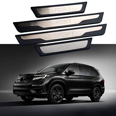 Imagem de GZBFTDH Proteção de Peitoril Soleira da Porta, para Honda Pilot 2015-2022 Carro Acessórios, Aço Inoxidável Kick Plate Guard de Pedal de Limiar Protetor, Peças para Automóveis