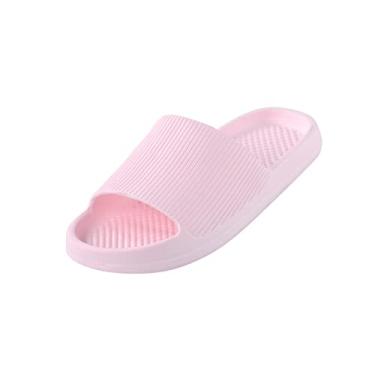 Imagem de Chinelos masculinos e femininos para casa chinelos planos antiderrapantes para banheiro sandálias e chinelos cinto deslizante feminino (rosa, 7)