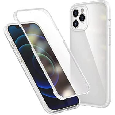 Imagem de KKFAUS Capa de corpo inteiro compatível com iPhone 12 Pro Max, capa protetora de silicone TPU de vidro temperado de dupla face 360 para iPhone 12 Pro Max (cor: branco)