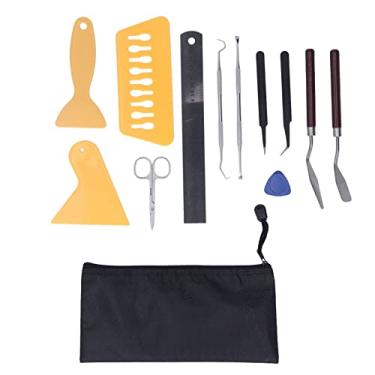 Imagem de Kit de ferramentas de capina de vinil, 13 peças kit de ferramentas de capina de vinil com pinça de agulha de enxada tesoura raspador DIY artesanato resistente ao desgaste kit básico de capina para