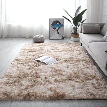 Imagem de Tapete de luxo sintético macio e quente moderno tapetes de pelúcia tapete de pilha alta tapetes de decoração de berçário feitos à mão tapete de engatinhar cuidados com o bebê (cáqui) 61 cm x 200 cm