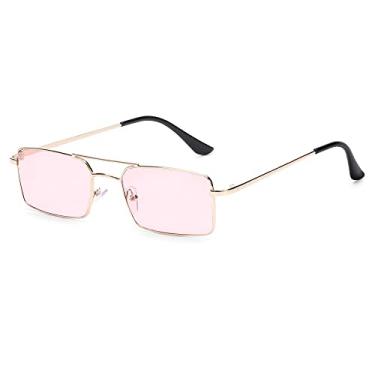 Imagem de Óculos de sol sem aro retangulares da moda, óculos vintage quadrados, design de luxo, armação retrô, unissex, óculos gradientes, óculos UV400, C4, A