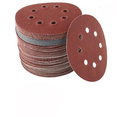 Imagem de SHENGANG 100 peças 125mm 5 polegadas lixa discos de forma redonda gancho laço lixar papel lixadeira de 8 furos para limpeza de polimento, 320