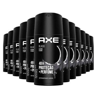 Imagem de Kit Desodorante Antitranspirante Aerosol Axe Body Spray Black 90g - 12 unidades
