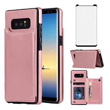 Imagem de Asuwish Compatível com Samsung Galaxy Note 8 Capa Carteira de Vidro Temperado Protetor de Tela Suporte de Cartão Capa de Celular para Glaxay Note8 Not Samsungnote8cases Galaxies Women Men Rose Gold