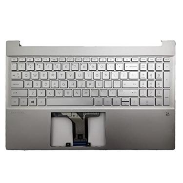 Imagem de LTPRPTS Substituição da capa superior para laptop Palmrest retroiluminado peça de montagem do teclado para HP 15-EG 15-EH 15t-EG 15Z-EH 15-EG0067S M08912-001 Prata
