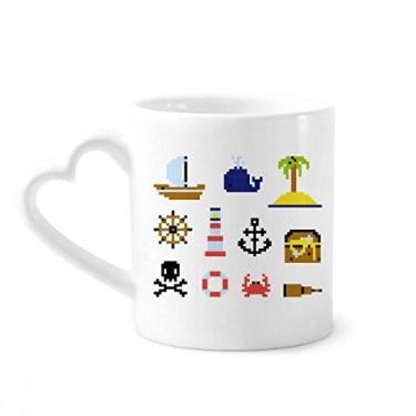 Imagem de Summer Sail Treasue Hunt Caneca pixel café cerâmica copo de coração de vidro