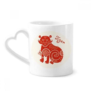 Imagem de Ano de Tigre Animal China Zodíaco Caneca Vermelha Café Cerâmica Copos Copo Coração