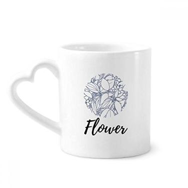 Imagem de Caneca de arte abstrata com desenho de linha de plantas café cerâmica copo de coração de vidro