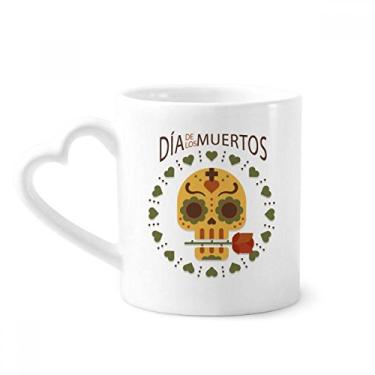 Imagem de Caveira Rosa O Dia dos Mortos Caneca México Café Cerâmica Copos Copo de Coração de Vidro