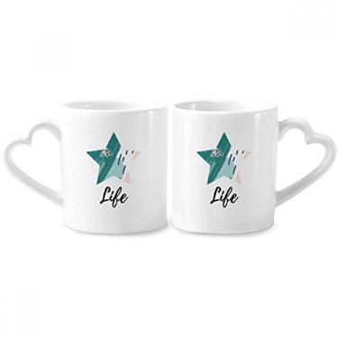 Imagem de Rivers Abstract Plants Art Pattern Casal Conjunto de canecas de porcelana de cerâmica para amantes de coração