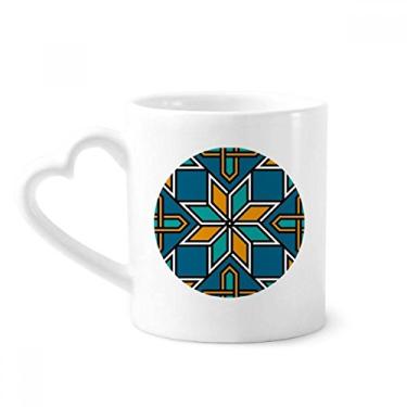 Imagem de Caneca de flores abstratas marrocos azul laranja café cerâmica copo de coração de vidro