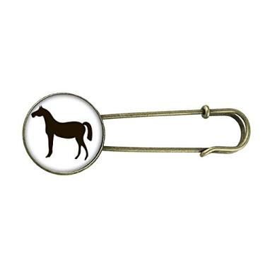 Imagem de Broche de metal retrô cavalo preto com imagem de animal