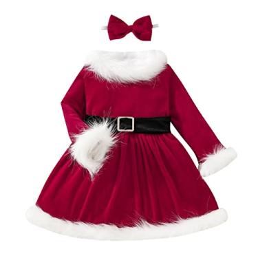 Imagem de Terno infantil para bebês e meninas, vestido de festa cosplay de Natal, conjunto de faixa de cabelo, roupas de maternidade (branco, 12 a 18 meses)