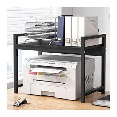 Imagem de KIZQYN Suporte de impressora de mesa de escritório duplo estantes prateleiras placa artificial rack de estrutura de aço rack de armazenamento doméstico impressora de mesa (cor: E)