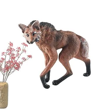 Imagem de lobo para crianças, Figuras Simulação Lobo Marrom, Estatuetas modelo lobo brinquedos educativos pré-escolares para crianças presentes aniversário artigos para festas Fovolat