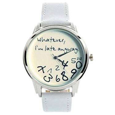 Imagem de Relógio de quartzo Vavna Fashion masculino e feminino com grande sorriso de couro