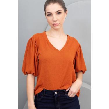 Imagem de Blusa Malha Creponada Manga Bufante - Sisal Jeans