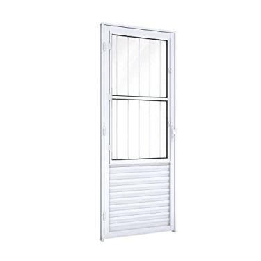 Imagem de Porta de Giro com Postigo Grade Riobras Alumínio 215cmx85cm Branco