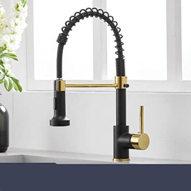 Imagem de Torneiras de cozinha torneiras de latão para pia de cozinha monocomando retrátil mola bico misturadores torneira quente água fria guindaste,b