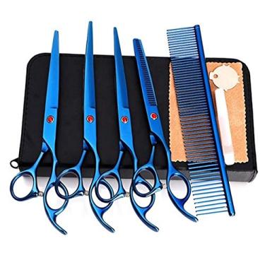 Imagem de Tesoura Pet De Banho E Tosa Kit Com 4 Tesouras E 1 Pente Kit Pet Shop