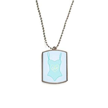 Imagem de DIYthinker Ilustração Azul Roupa de Banho Corrente de Aço Inoxidável Colar com Pingente para Cães