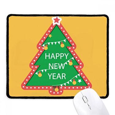 Imagem de Mousepad de desenho animado árvore de Natal com borda costurada, tapete de borracha para jogos
