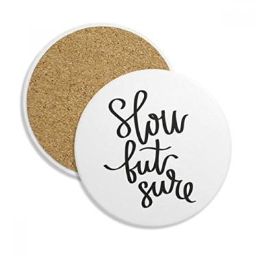 Imagem de Caneca de porta-copos com citação lenta mas certa, proteção de mesa, pedra absorvente