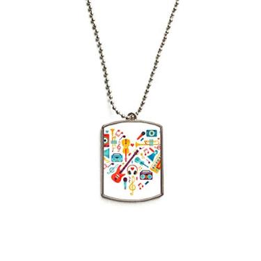 Imagem de DIYthinker Colar para animais de estimação com pingente de corrente de aço inoxidável para instrumento musical de guitarra