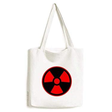 Imagem de Red Dangerous Chemical Radiation Toxic Symbol Tote Canvas Bag Shopping Satchel Casual Bolsa