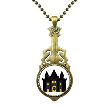 Imagem de DIYthinker Colar de Ilustração Colorida Castelo de Conto de Fadas Pingente de Música de Violão Antigo