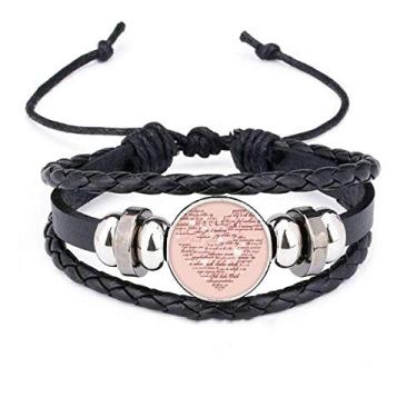 Imagem de DIYthinker Pulseira rosa branca em formato de coração para dia dos namorados em couro trançado