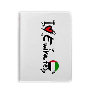 Imagem de Caderno de ilustração de coração I Love Emirates com a palavra "Love Emirates" e capa de goma
