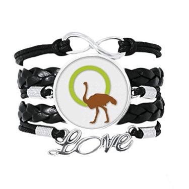 Imagem de OFFbb-USA Anel de avestruz Pulseira com contorno de wacth Love Acessório de couro torcido para presente