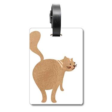 Imagem de Brown Cute Cat Walking Animal Mala Bagagem Etiqueta Cartão de Bagagem Etiqueta Scutcheon Etiqueta