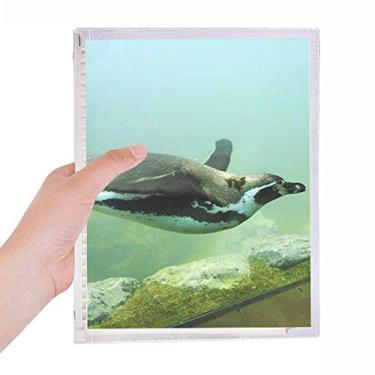 Imagem de Caderno com imagem da natureza do pinguim da Antártica do oceano, diário de folhas soltas recarregável