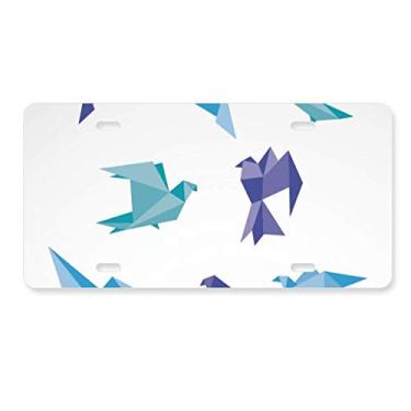 Imagem de DIYthinker Origami colorido padrão de pombo abstrato placa de carro decoração acessório de aço inoxidável
