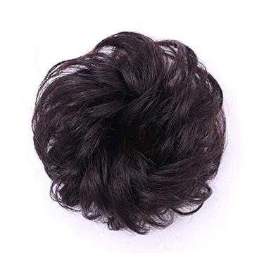 Imagem de Metade de extensões de pão 100% cabelo humano Scrunchies Donut s peruca rabo de cavalo enrugado reto preto marrom
