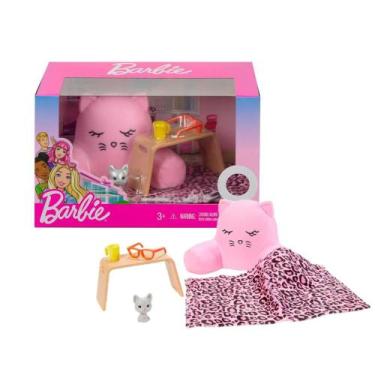 Imagem de Conjunto De Móveis E Acessórios Quarto Da Barbie Com Gatinho Mattel