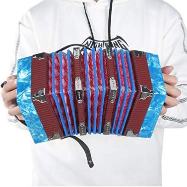 Imagem de Acordeão profissional, 18 cm x 17 cm x 17 cm com bolsa de armazenamento, instrumento de concertina estilo anglo, profissional para adultos, iniciantes, crianças (azul celeste)