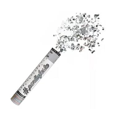 Imagem de Kit Com 8 Lança Confetes De Papel Metalizado Ou Coloridos (Picado - Prata)