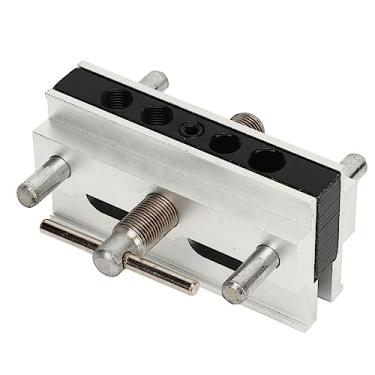 Imagem de Gabarito de Cavilha, 6 Mangas de Broca Guia de Broca de Furo Ferramenta de Aplicação Ampla Liga de Aço Portátil Alinhamento Fácil Escala Transparente para Carpintaria