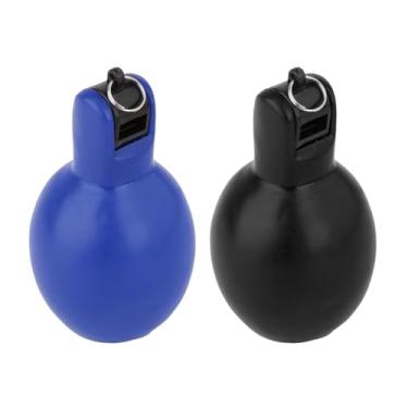 Imagem de shamjina 2pcs apitos de aperto de mão, apito de treinadores, apito esportivo portátil de pvc macio, apito de treinador para caminhadas ao ar livre futebol, Preto e azul