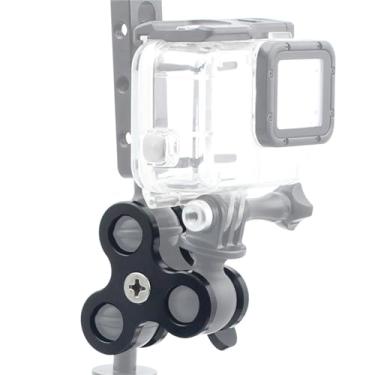Imagem de Grampo de bola de liga de alumínio com 3 furos de montagem para cabeça esférica de 2,5 cm, clipe de câmera de mergulho de fotografia 360° para lanterna de câmera