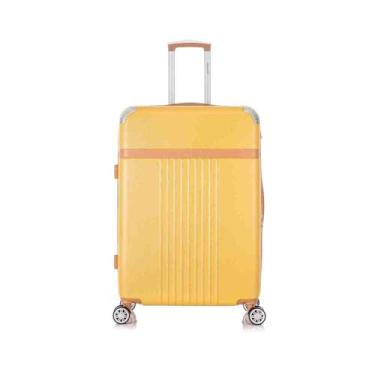 Imagem de Mala de Viagem Grande Athena 30kg Rígida ABS com 4 Rodas duplas 360º e Trava de segredo númerico TSA, divisória interna com zíper e elástico de fixação, Amarelo, Santino - ABGV182G20